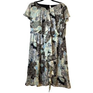 Emma And Michelle Paisley Ruffled Multicolor Sheath Knee Length Dress 12